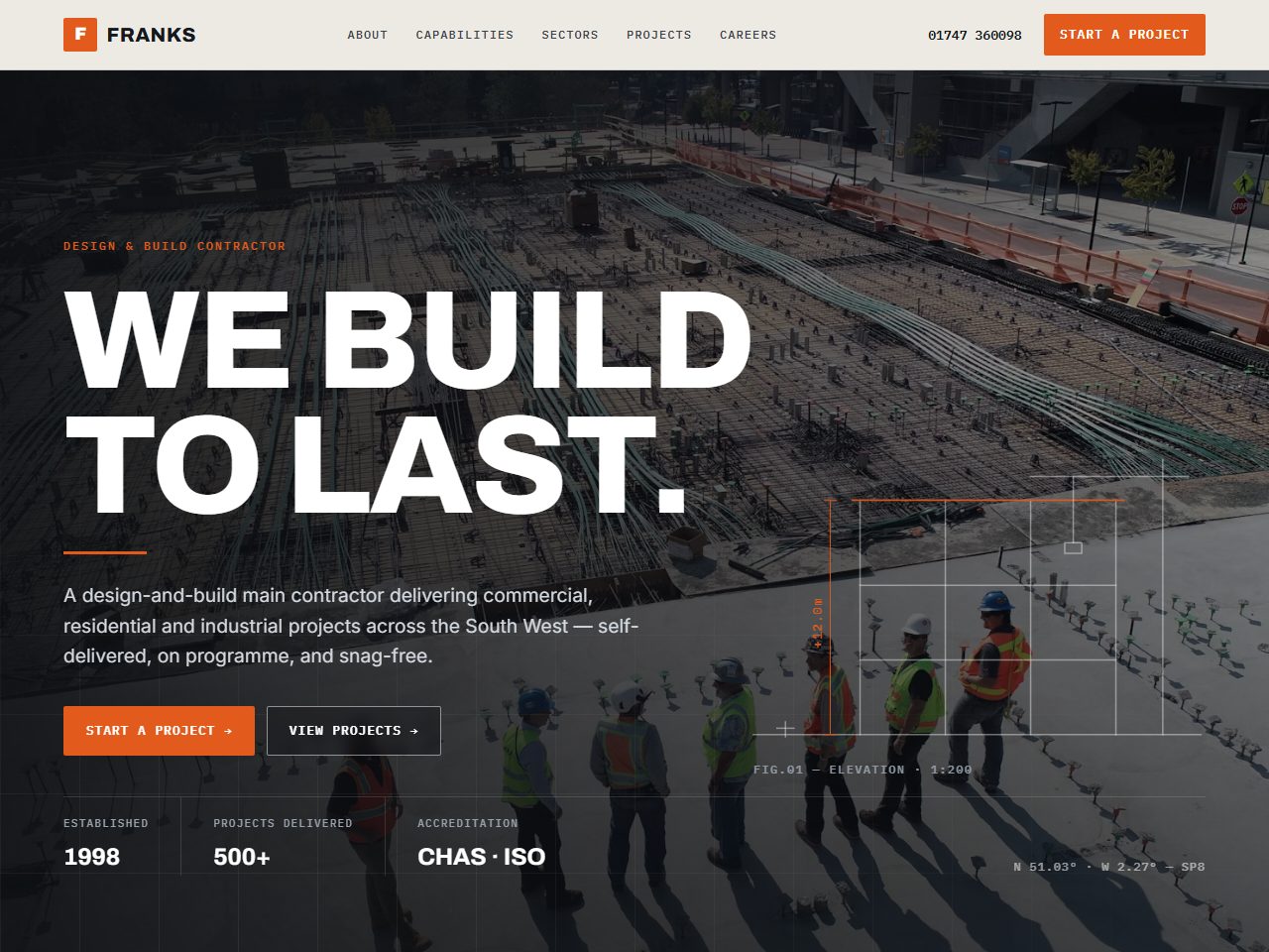 Franks Construction — design & build contractor website